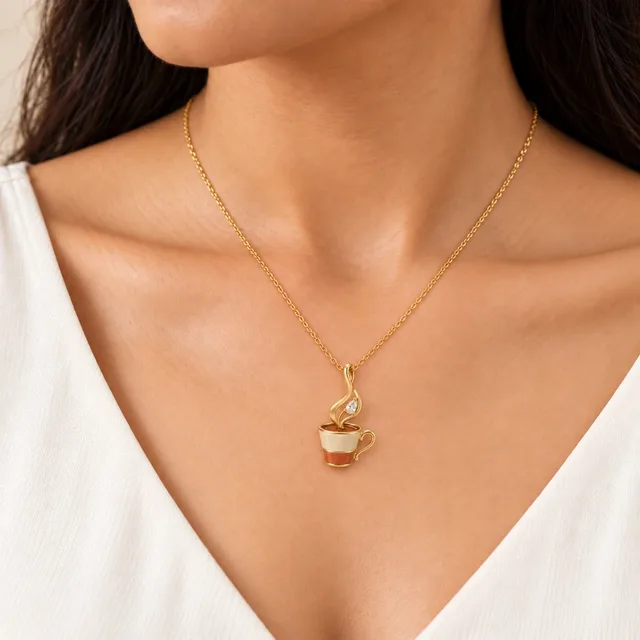 Chai Ki Bhaap Pendant, worn