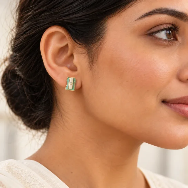 School Bell Earrings (Pair), worn
