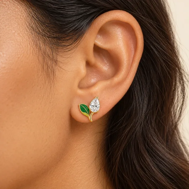Newleaf Earrings (Pair), worn