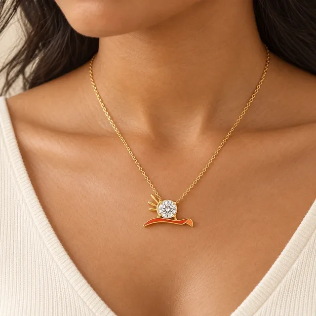 Daybreak Pendant, worn