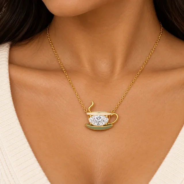 Coffee Glow Pendant, worn