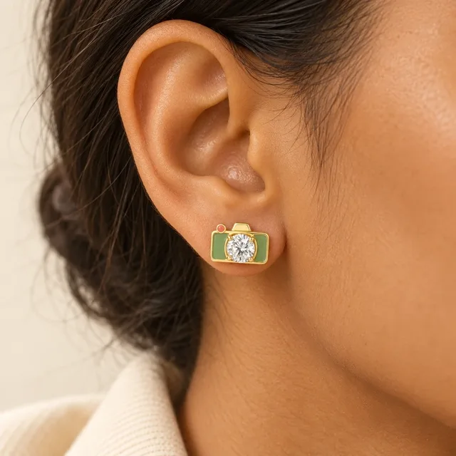 Shutter Earrings (Pair), worn