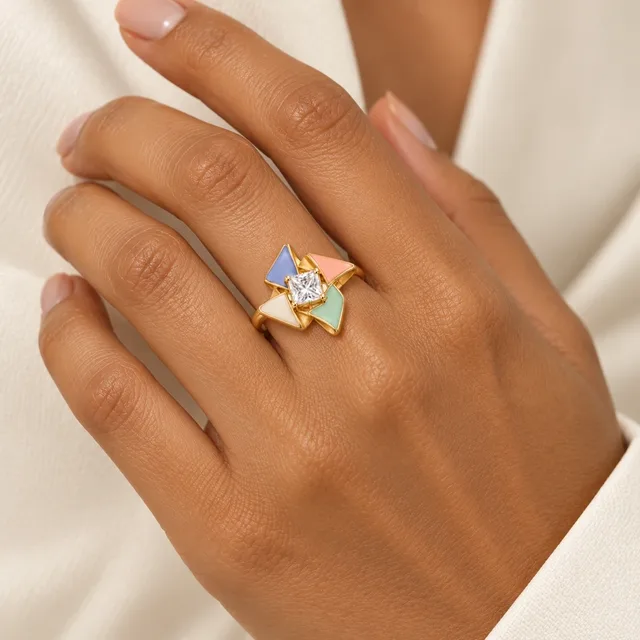 Pinwheel Ring, worn