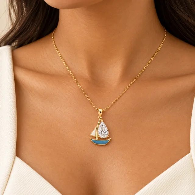 Sail Away Pendant, worn