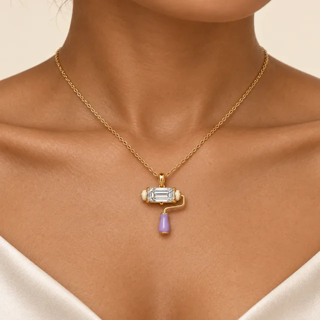 Colour Roller Pendant, worn