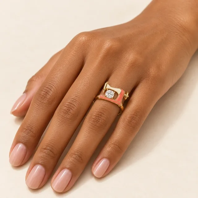 Stitch Studio Ring, worn