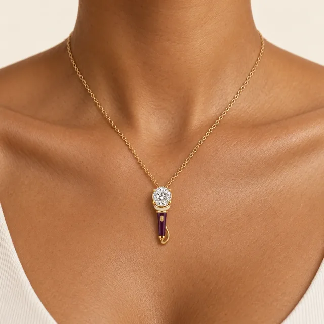 Mic Drop Pendant, worn